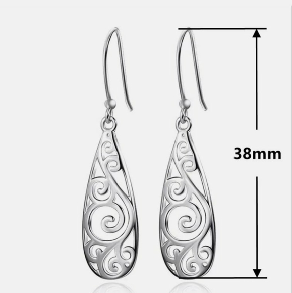Hollow Out  Silver Drop Earrings - Picture 3 of 4